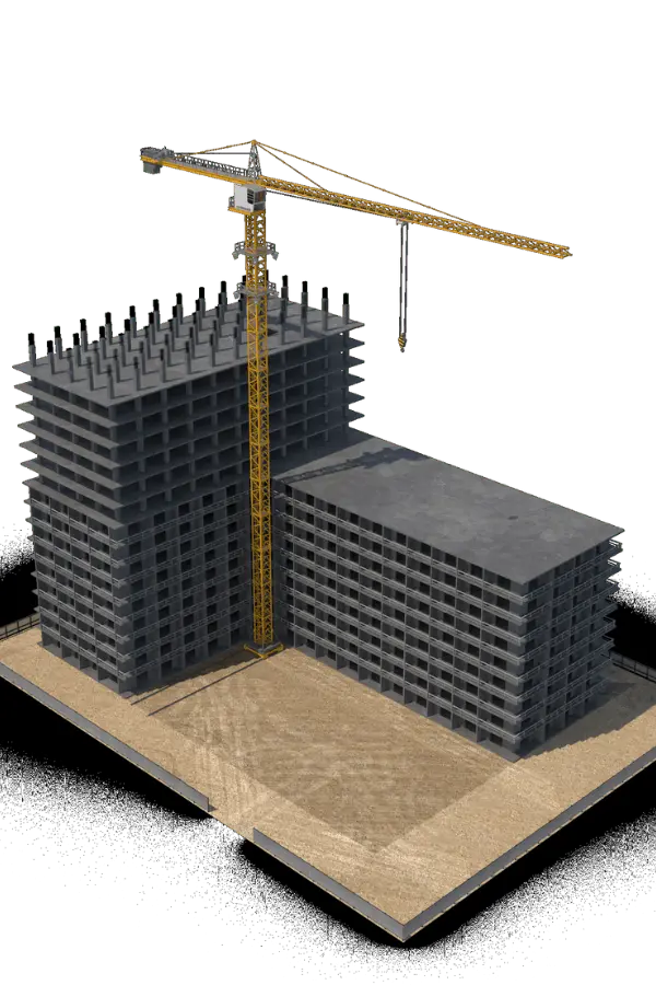 3D structural model of a modern commercial building designed by Njoya Engineering
